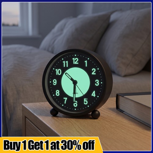 Black silent bedside alarm - silent,