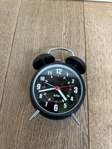 Black metal round twin bell - metal,