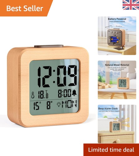 Alarm clock wooden - alarm, digital