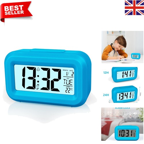 Sleek blue led alarm clock - led,