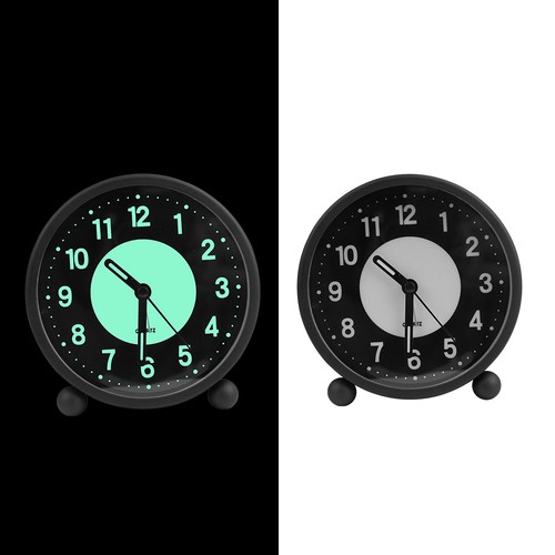 Black silent bedside alarm - silent,