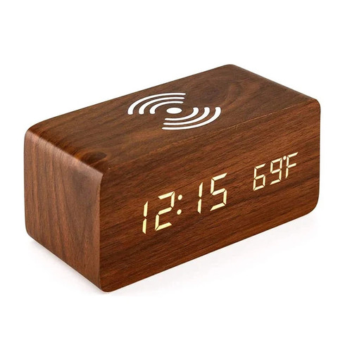 Wooden digital alarm clock led - digital,