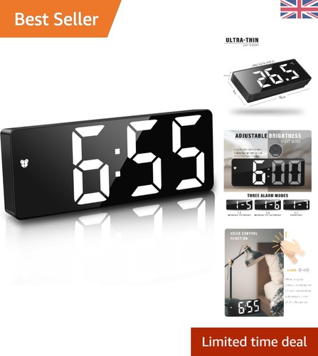 Sleek white led alarm - led, clock